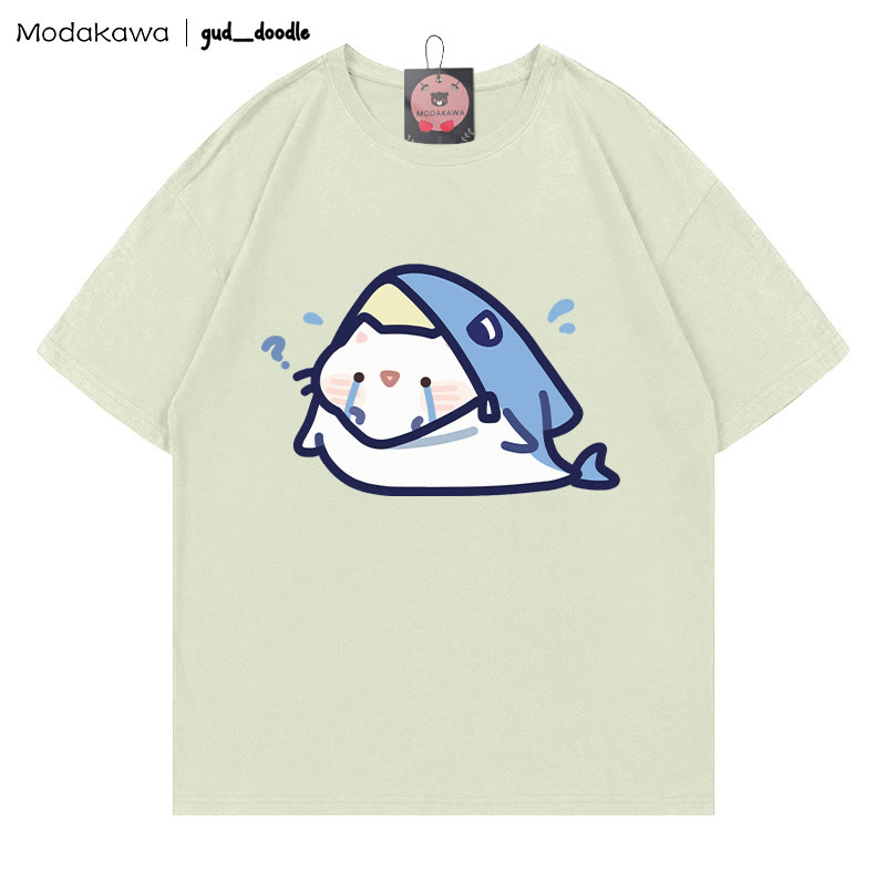 MODAKAWA X gud_doodle T-Shirt mit Kitty-Hai-Print - Green - 5XL - image 3