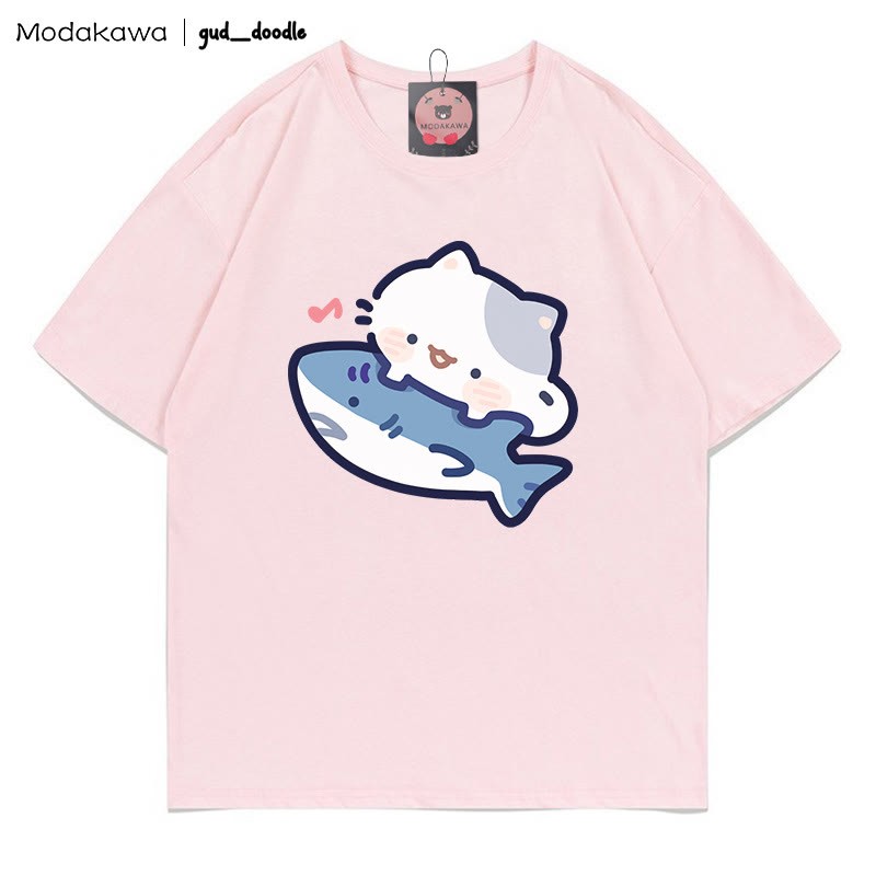 MODAKAWA X gud_doodle T-Shirt mit Kitty-Hai-Print - Pink - 5XL - image 1