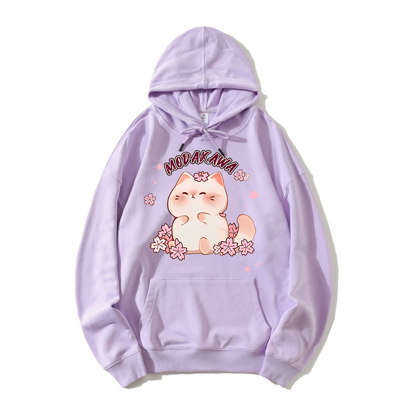 Pig Sakura Letter Print Modakawa Loose Hoodie - Purple - 5XL - image 2