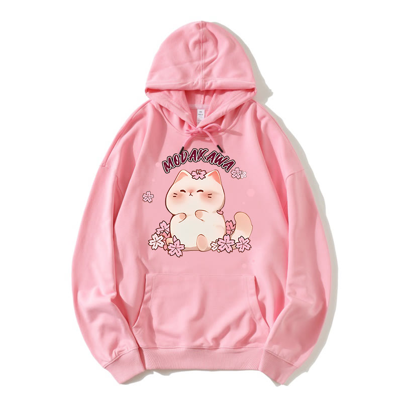 Pig Sakura Letter Print Modakawa Loose Hoodie - Pink - 5XL - image 1