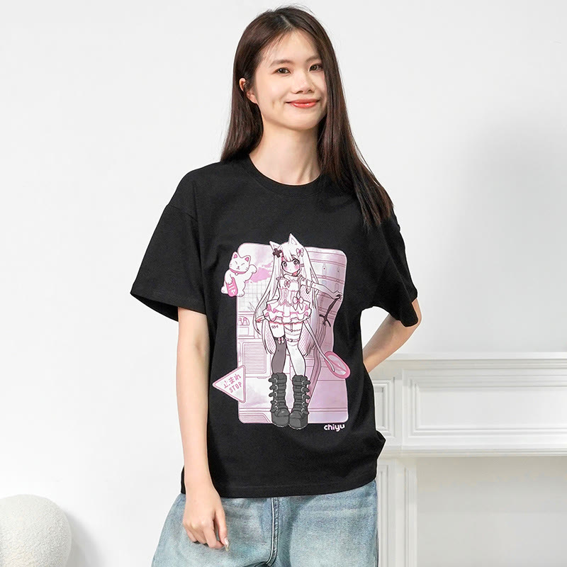 MODAKAWA X airii.exe T-Shirt mit Buchstabendruck „Kitty Girl“ aus 100 % Baumwolle - image 2