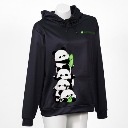Modakawa Hoodie mit Panda-Buchstabenprint - Black - 5XL - image 3