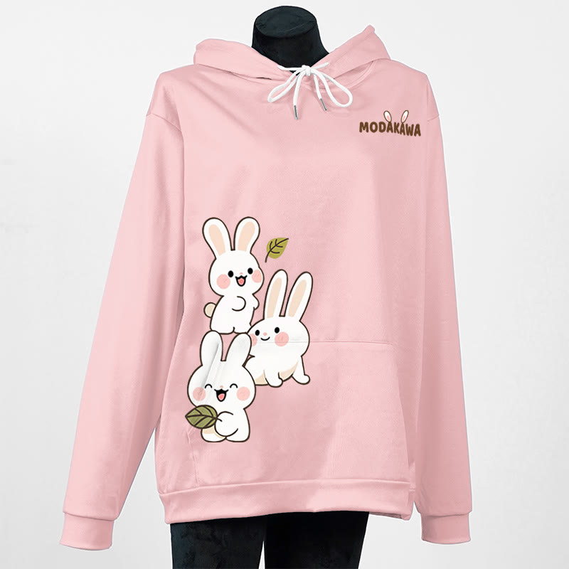 Modakawa Hoodie mit gestapeltem Hasenbuchstaben-Print - Pink - 5XL - image 7