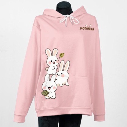 Modakawa Hoodie mit gestapeltem Hasenbuchstaben-Print - Pink - 5XL - image 7