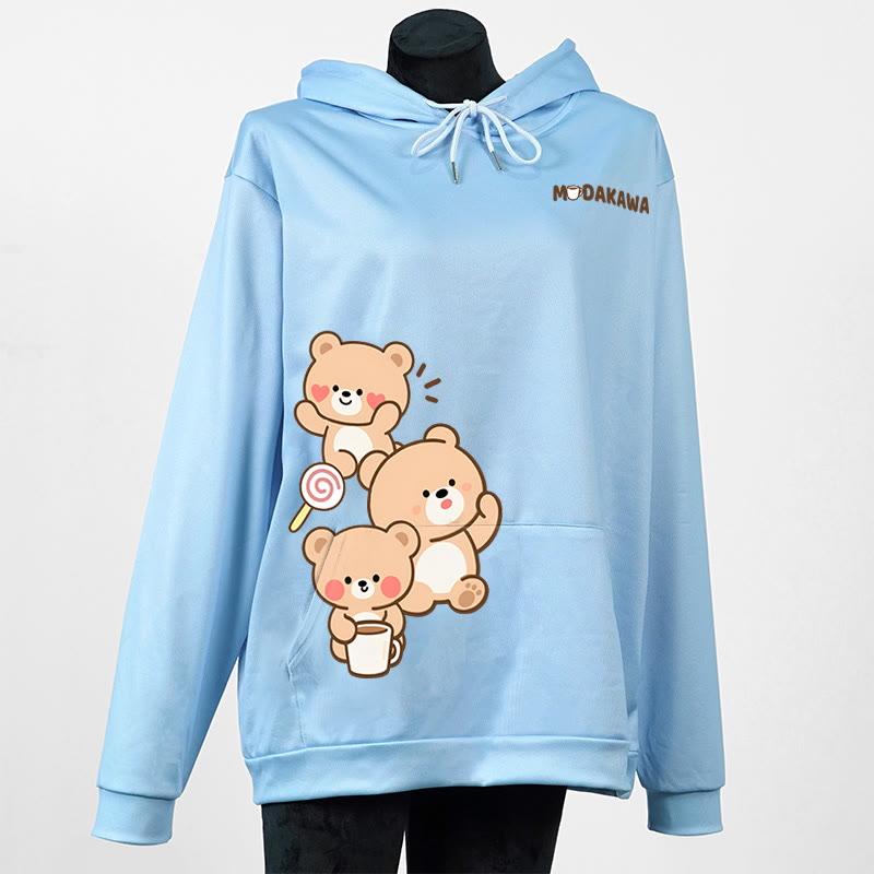 Modakawa Hoodie mit Bärenmotiv und Buchstabenprint - Blue - 5XL - image 2