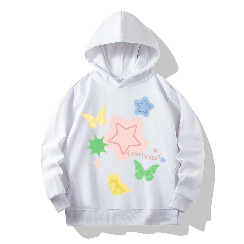 Baumwoll-Hoodie mit Sternen-, Schmetterlings- und Buchstabenprint sowie Seitentaschen - Grey - 4XL - image 2