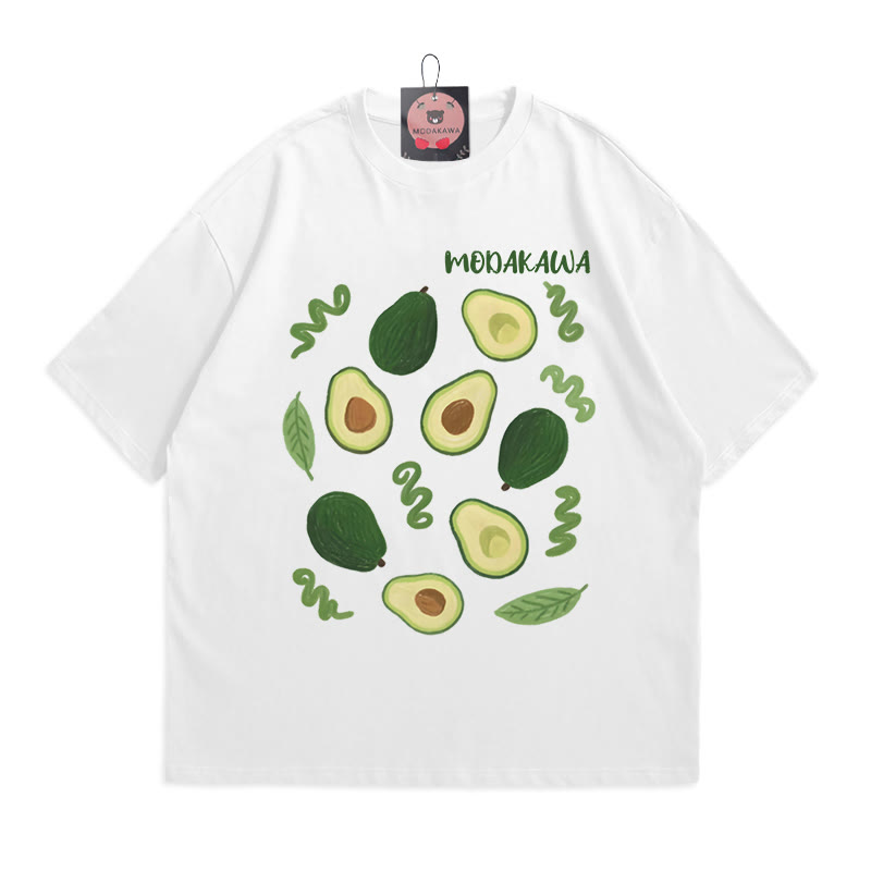 Avocado Letter Print MODAKAWA T-Shirt - White - 5XL - image 2