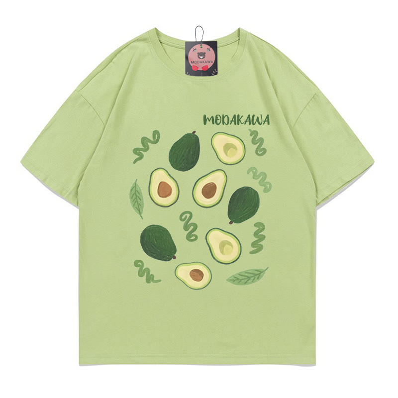 Avocado Letter Print MODAKAWA T-Shirt - Green - 5XL - image 1