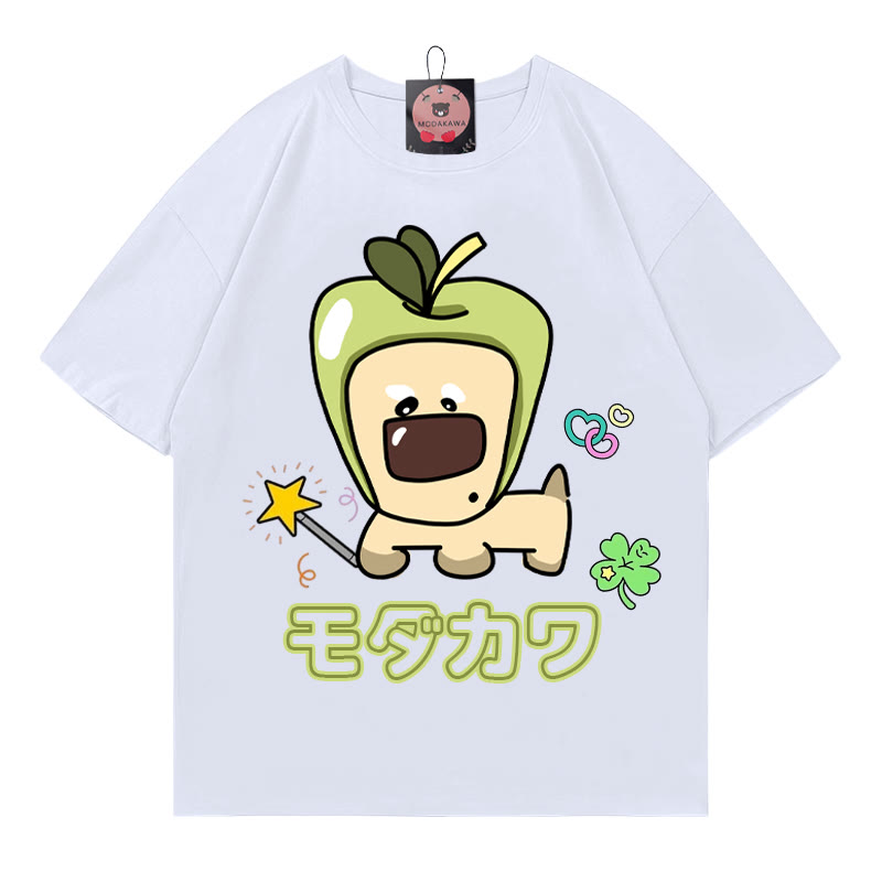 Apple Puppy Letter Print MODAKAWA T-Shirt - White - 5XL - image 2