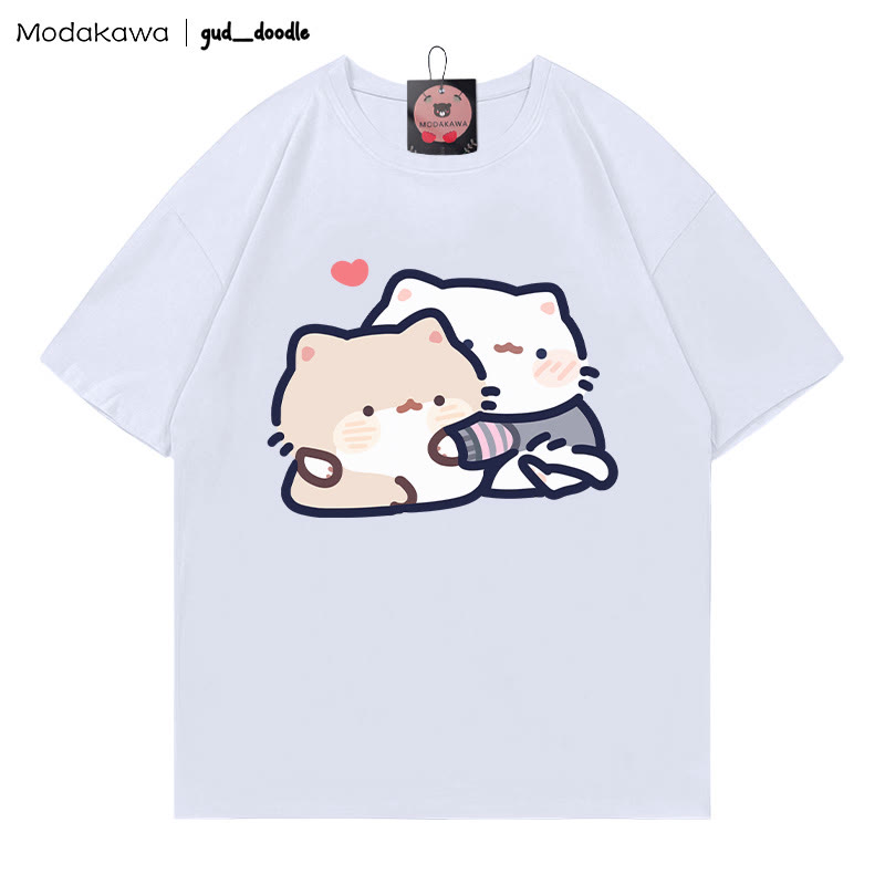 MODAKAWA X gud_doodle T-Shirt mit Kätzchen-Print - White - 5XL - image 1