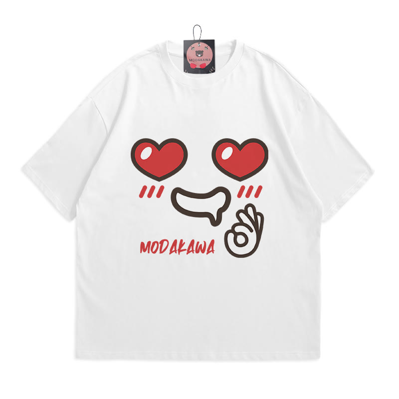 Niedliches MODAKAWA T-Shirt mit Buchstabenprint - White - 5XL - image 2