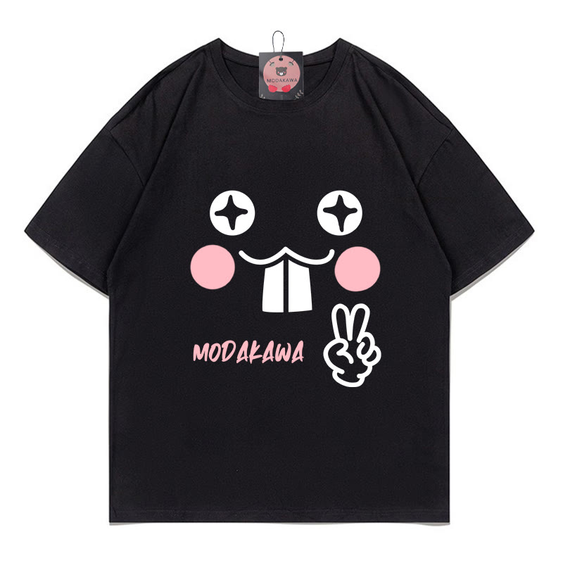 Niedliches MODAKAWA T-Shirt mit Buchstabenprint - Black - 5XL - image 2