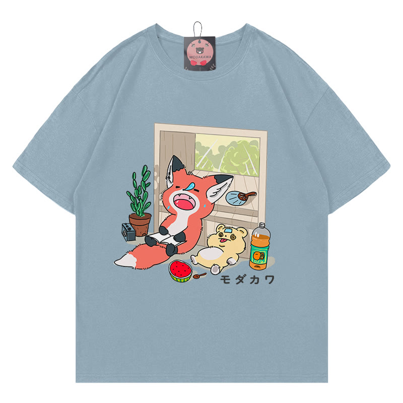 MODAKAWA T-Shirt mit Buchstabenprint „Nickerchen“ - Slate Blue - 5XL - image 2