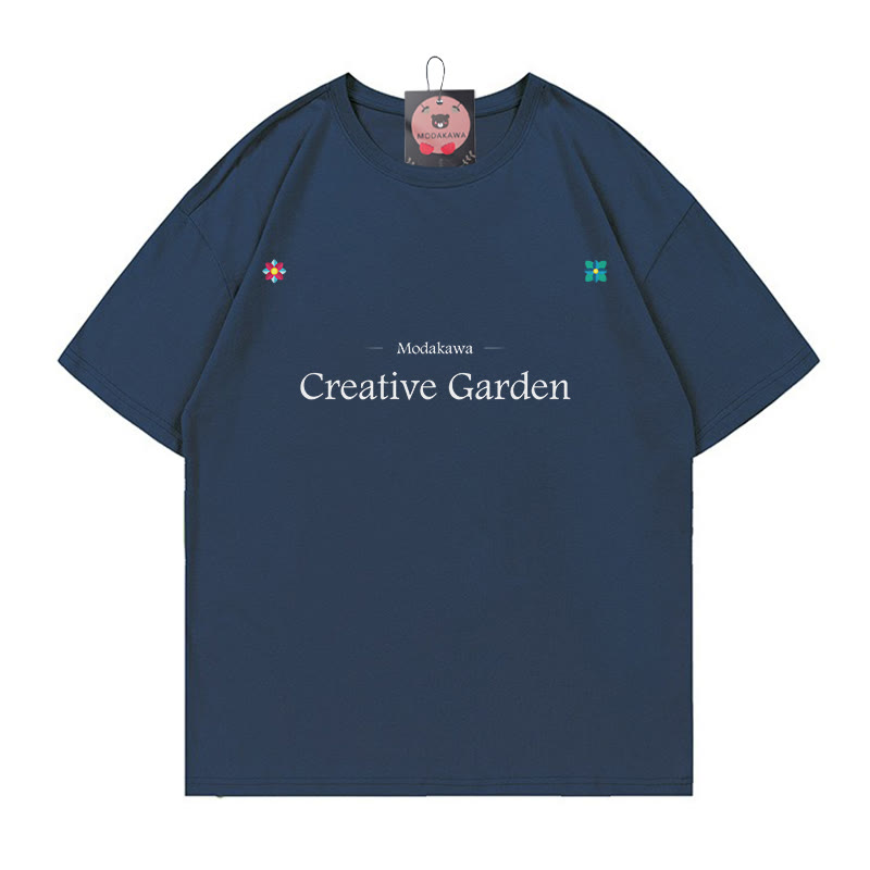 CREATIVE GARDEN Blumenbuchstaben-Print MODAKAWA T-Shirt - Purplish Blue - 5XL - image 1