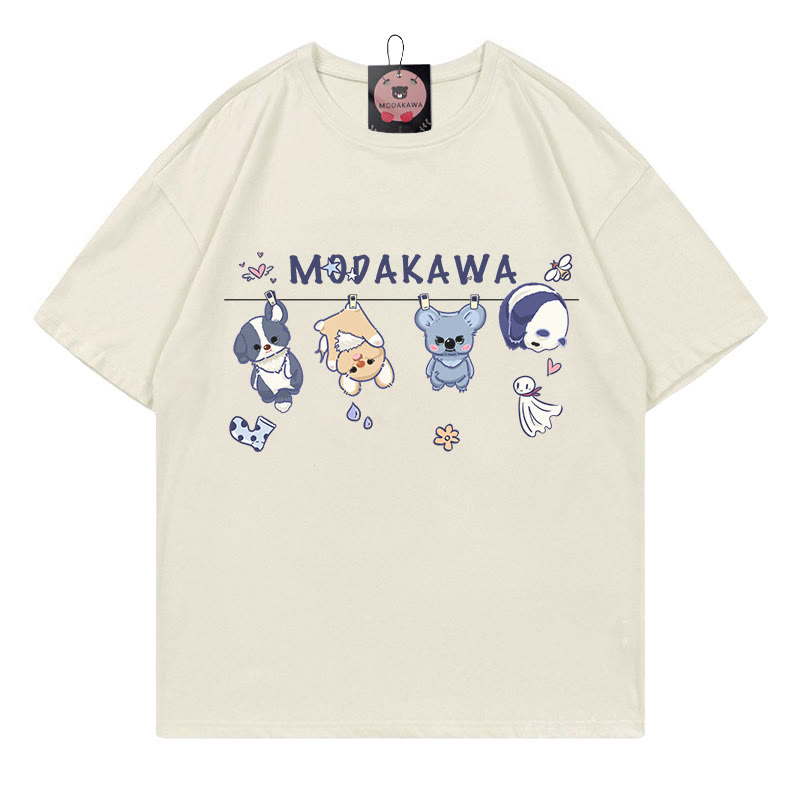 Modakawa T-Shirt mit Buchstabenprint und dem Aufdruck „Trocknende Puppen“ - Beige - 5XL - image 2