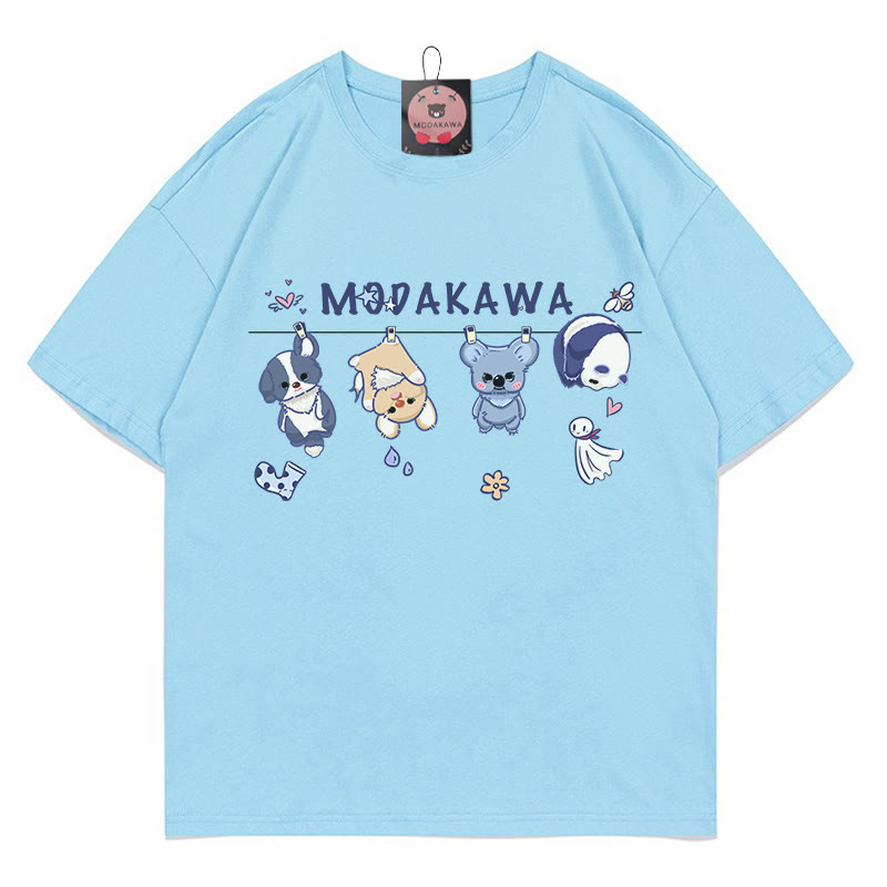 Modakawa T-Shirt mit Buchstabenprint und dem Aufdruck „Trocknende Puppen“ - Blue - 5XL - image 1