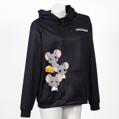 Modakawa Hoodie mit gestapeltem Maus-Buchstabenprint - Black - 5XL - image 2