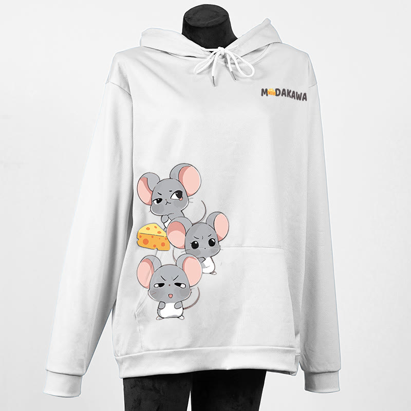 Modakawa Hoodie mit gestapeltem Maus-Buchstabenprint - White - 5XL - image 4