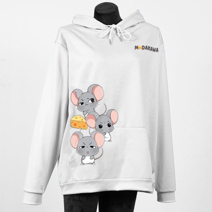 Modakawa Hoodie mit gestapeltem Maus-Buchstabenprint - White - 5XL - image 4