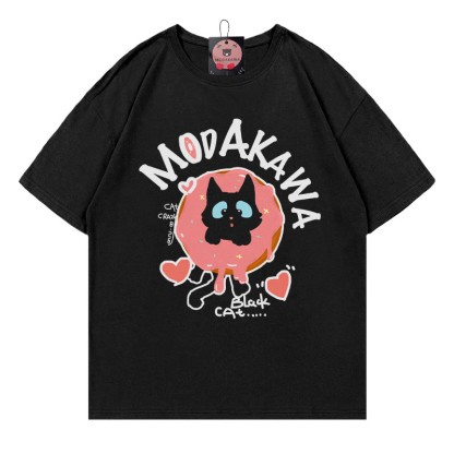 Donut Kitty Letter Print Modakawa T-Shirt - Black - 5XL - image 2