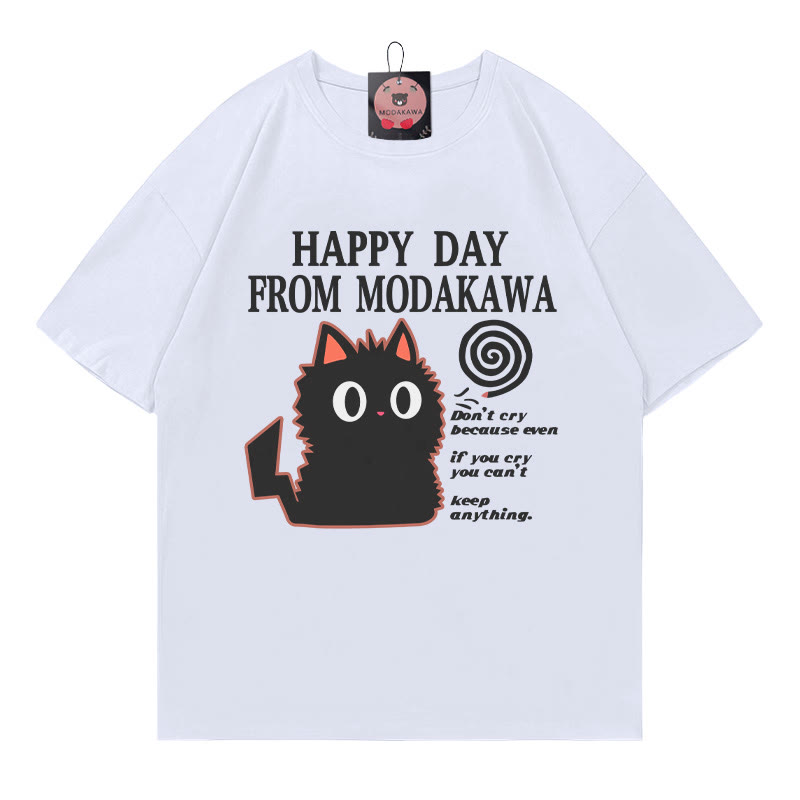 HAPPY Tag von MODAKAWA – Kitty Letter Print Modakawa T-Shirt - White - 5XL - image 2