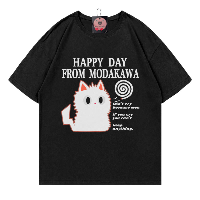 HAPPY Tag von MODAKAWA – Kitty Letter Print Modakawa T-Shirt - Black - 5XL - image 1