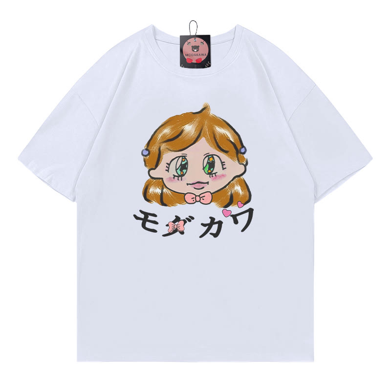 Modakawa T-Shirt mit skurrilem Mädchen-Buchstabenprint - White - 5XL - image 3