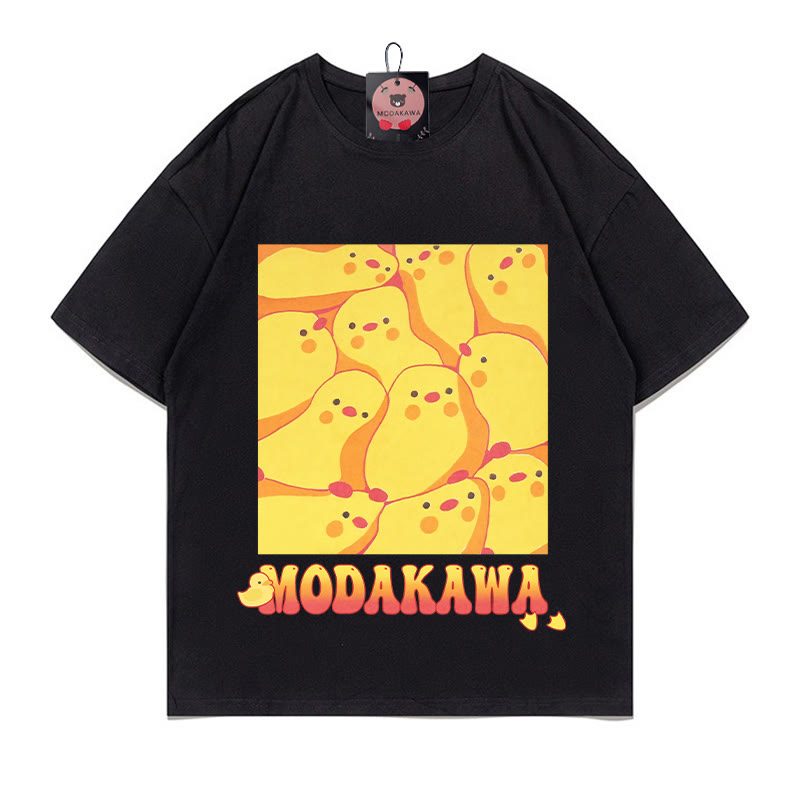 Modakawa T-Shirt mit Buchstabenprint „Crowded Chicks“ - Black - 5XL - image 4