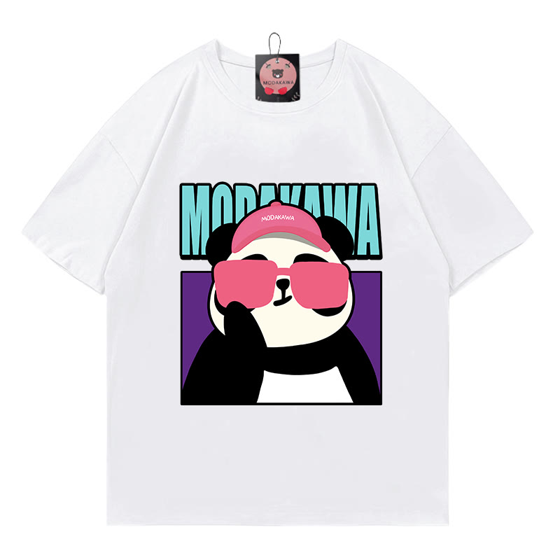 Modakawa T-Shirt mit coolem Panda-Buchstabenprint - White - 5XL - image 1