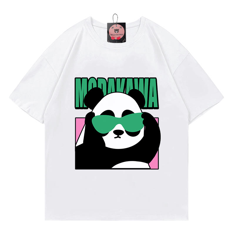 Modakawa T-Shirt mit coolem Panda-Buchstabenprint - White - 5XL - image 1