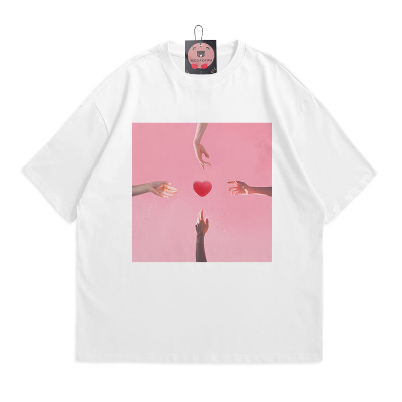 Modakawa T-Shirt mit Herz-Hand-Print - White - 5XL - image 1