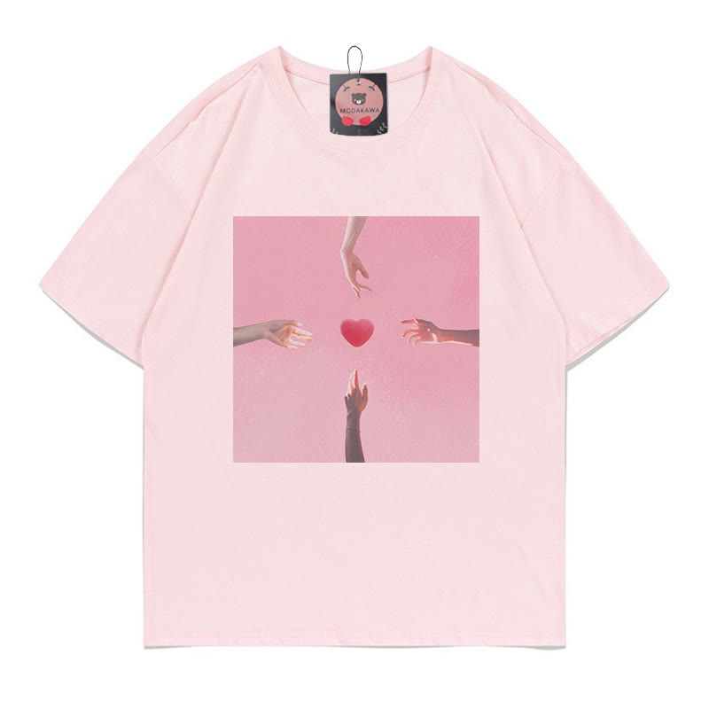 Modakawa T-Shirt mit Herz-Hand-Print - Pink - 5XL - image 3