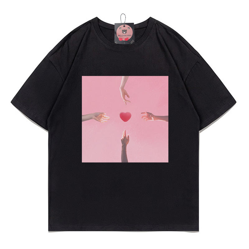 Modakawa T-Shirt mit Herz-Hand-Print - Black - 5XL - image 2