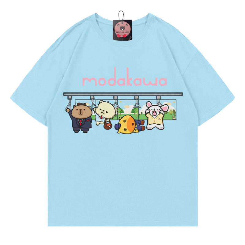 Tierpendel-Buchstabendruck Modakawa T-Shirt - Blue - 5XL - image 1