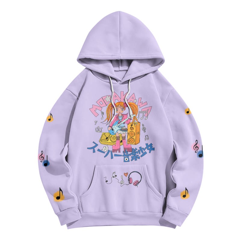 Quirky Music Girl Letter Print Modakawa Loose Hoodie - Purple - 5XL - image 2