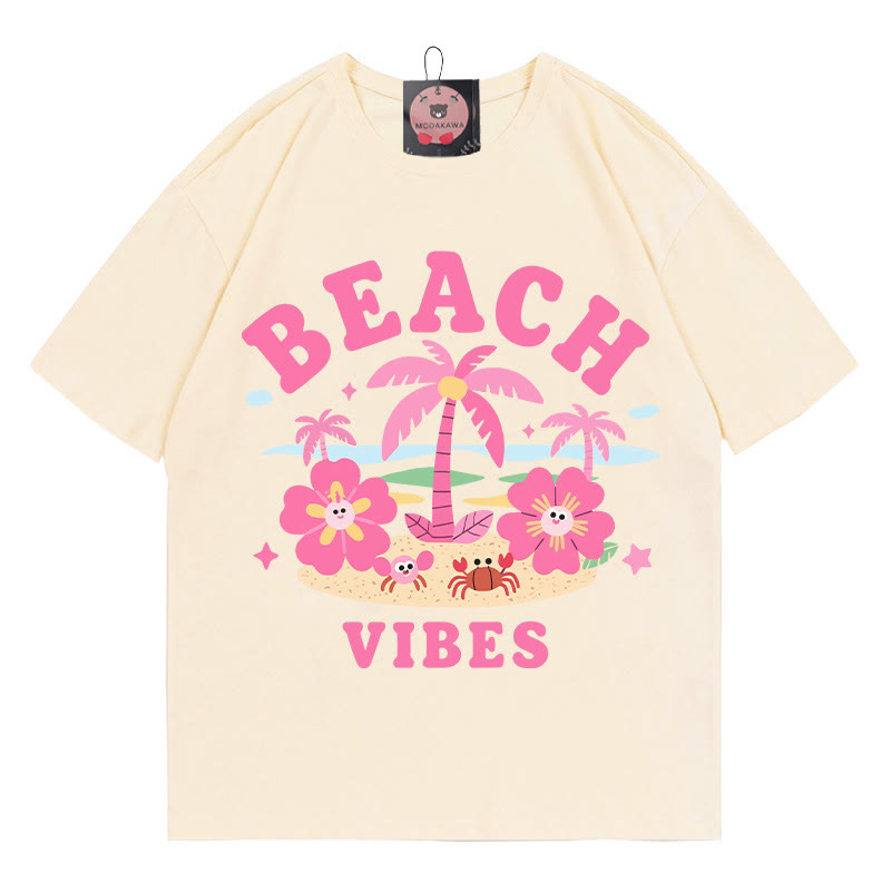 Strandvibes Baumblumen-Krabbenprint Modakawa T-Shirt - Apricot - 5XL - image 1