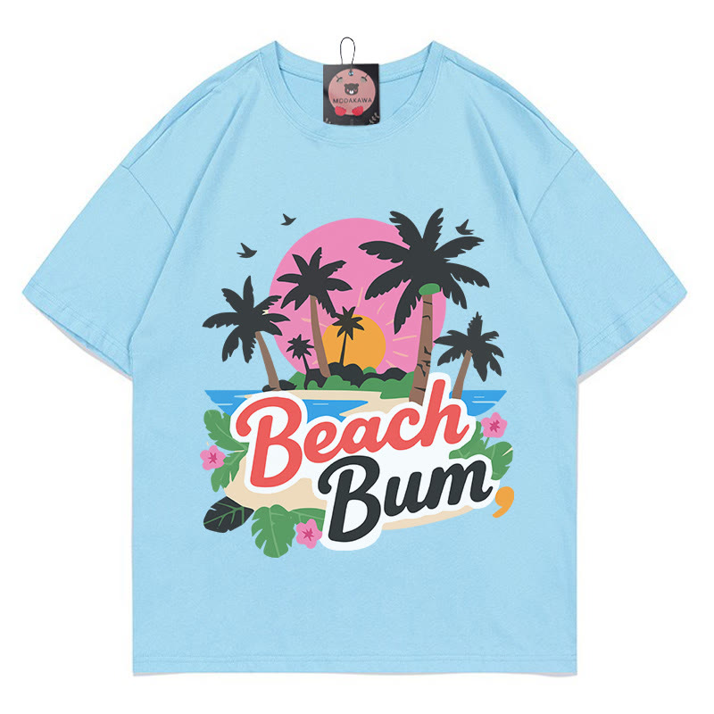 BEACH BUM Tree Sun Print Modakawa T-Shirt - Blue - 5XL - image 1