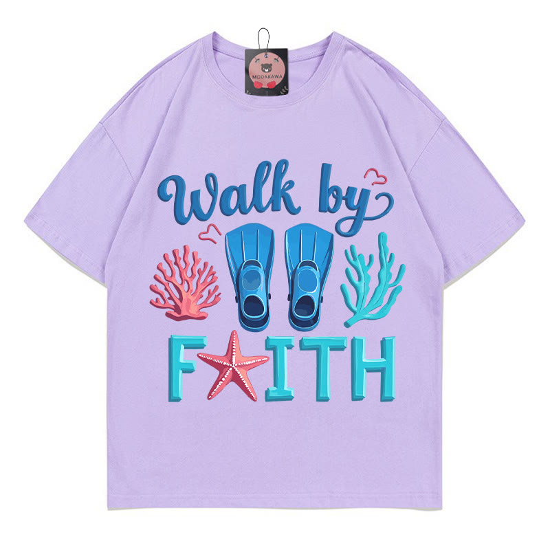 WALK BY FAITH Korallenmuster Modakawa T-Shirt - Purple - 5XL - image 2