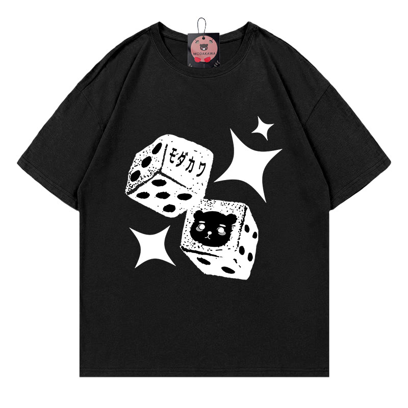 Die Star Bear Letter Print Modakawa T-Shirt - Black - 5XL - image 2