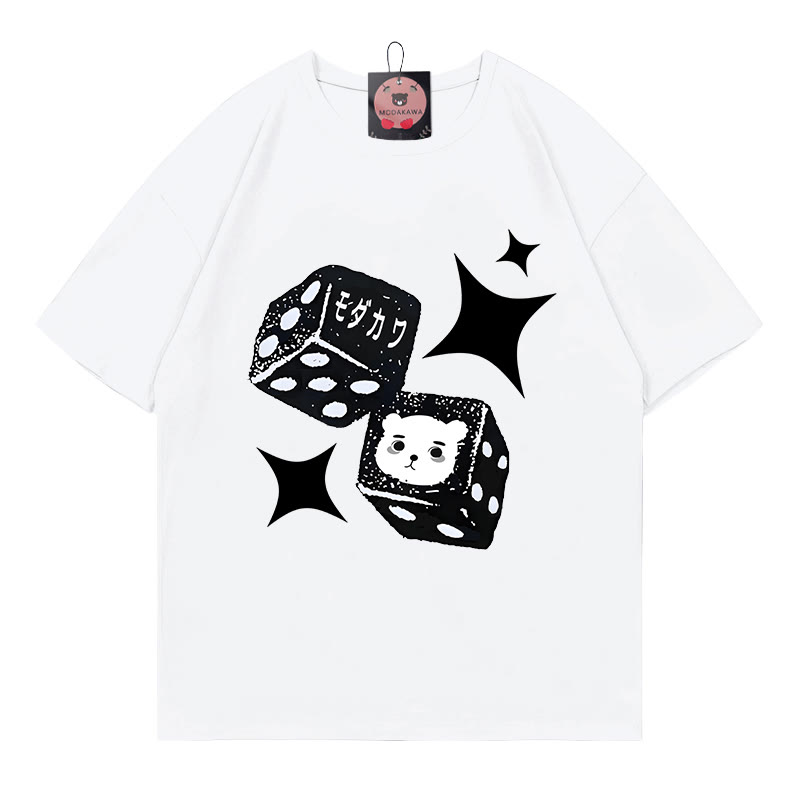 Die Star Bear Letter Print Modakawa T-Shirt - White - 5XL - image 1