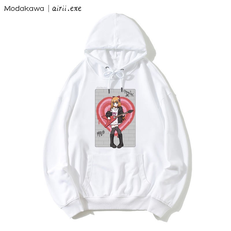 MODAKAWA X airii.exe CHEMICAL Gitarrenmädchen-Buchstabendruck Modakawa Lockerer Hoodie - White - 5XL - image 5