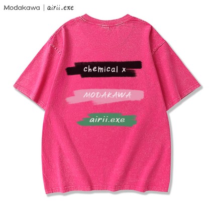 MODAKAWA X airii.exe CHEMICAL Gitarrenmädchen-Buchstabendruck, Vintage-gewaschenes Modakawa-T-Shirt aus 100 % Baumwolle - image 2