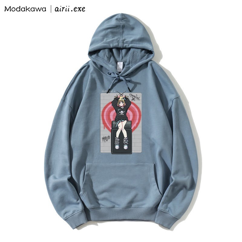 MODAKAWA X airii.exe CHEMICAL Girl Letter Print Modakawa Lockerer Hoodie - Blue - 5XL - image 1