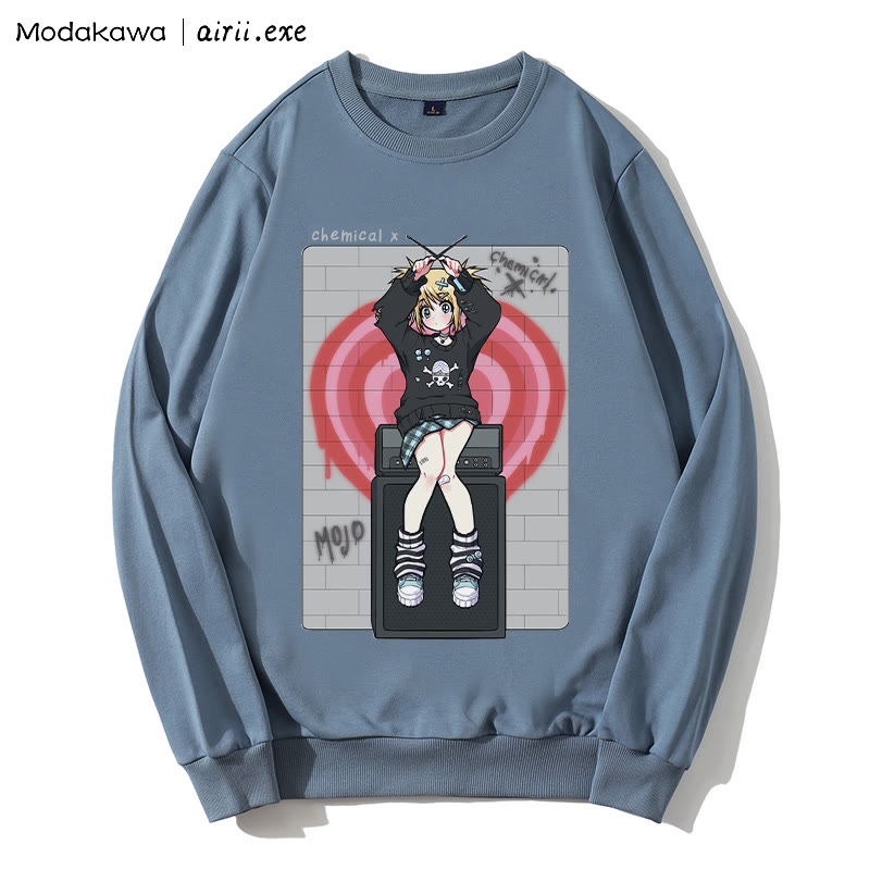 MODAKAWA X airii.exe CHEMICAL Sweatshirt mit Rundhalsausschnitt und Buchstabendruck für Mädchen - Blue - 5XL - image 4