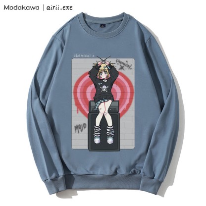 MODAKAWA X airii.exe CHEMICAL Sweatshirt mit Rundhalsausschnitt und Buchstabendruck für Mädchen - Blue - 5XL - image 4