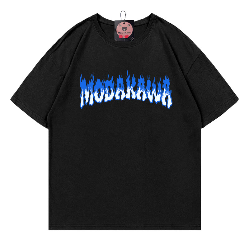 Modakawa T-Shirt mit Flammenbuchstaben-Print - Black - 5XL - image 2