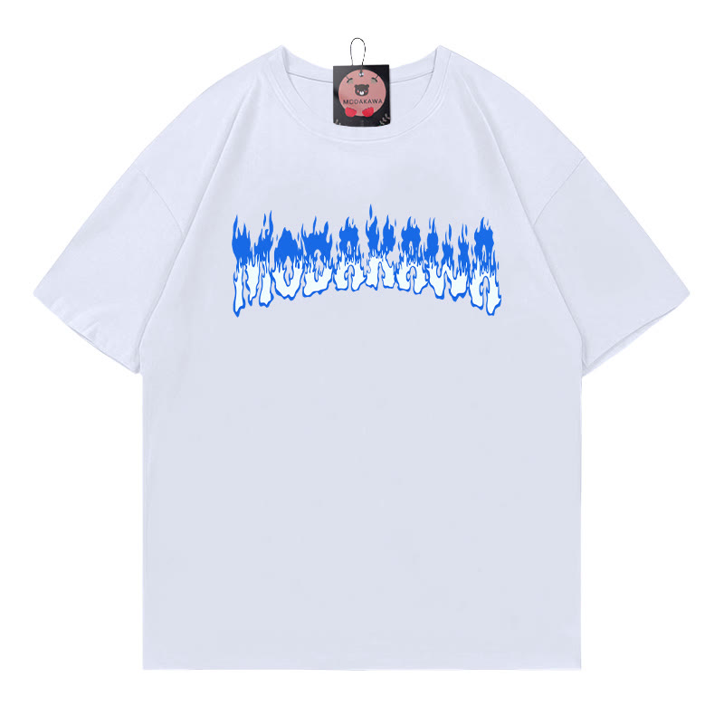 Modakawa T-Shirt mit Flammenbuchstaben-Print - White - 5XL - image 1