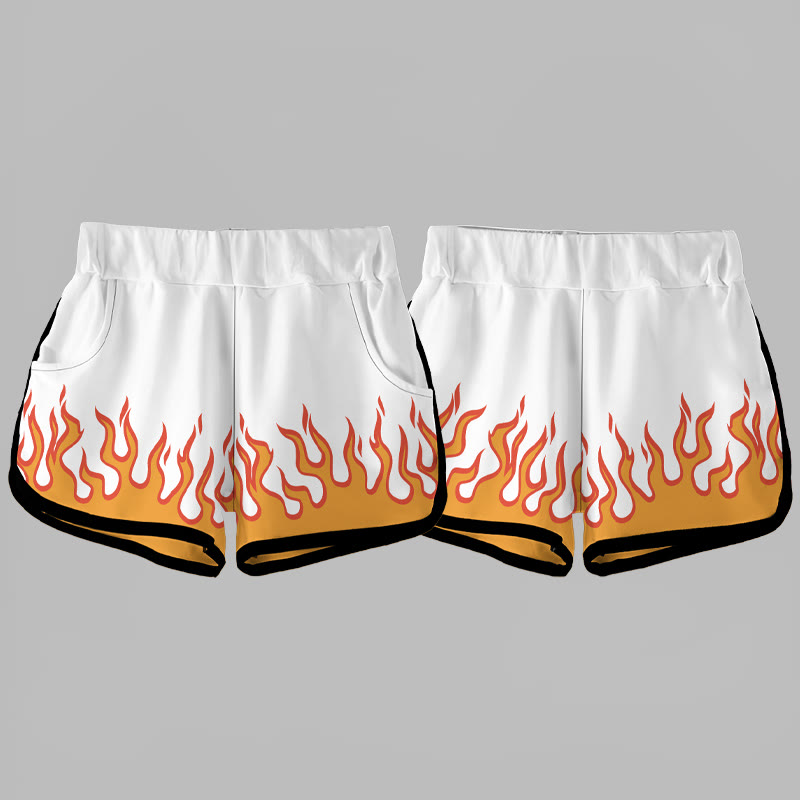 Modakawa Shorts mit Flammenmuster - White - 3XL - image 1
