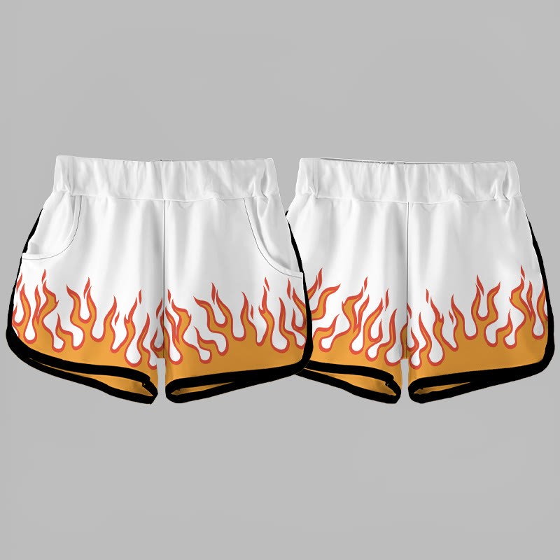 Modakawa Shorts mit Flammenmuster - White - 3XL - image 1
