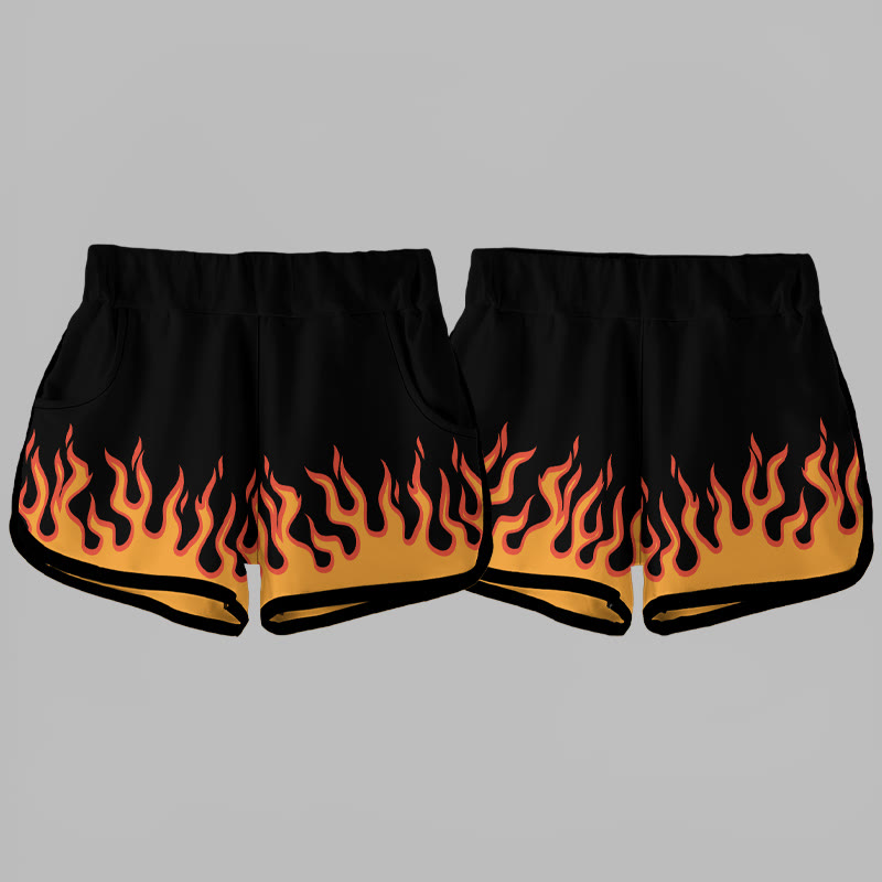 Modakawa Shorts mit Flammenmuster - Black - 3XL - image 2